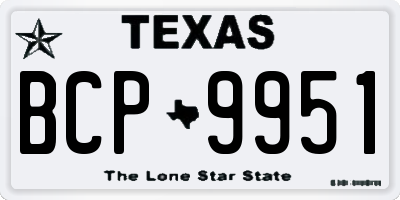 TX license plate BCP9951