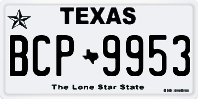 TX license plate BCP9953