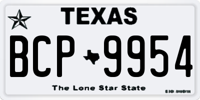 TX license plate BCP9954
