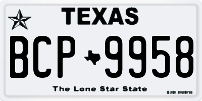 TX license plate BCP9958