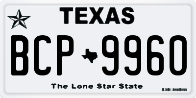 TX license plate BCP9960