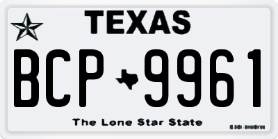 TX license plate BCP9961