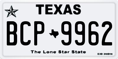 TX license plate BCP9962