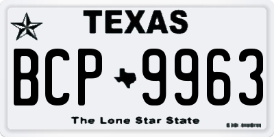 TX license plate BCP9963