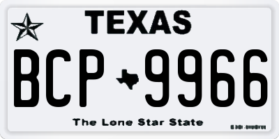 TX license plate BCP9966