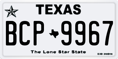 TX license plate BCP9967