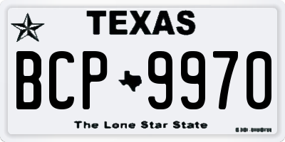 TX license plate BCP9970