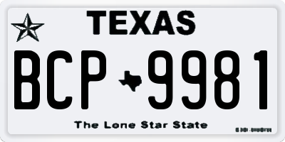 TX license plate BCP9981