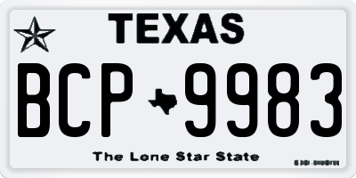 TX license plate BCP9983