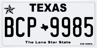 TX license plate BCP9985