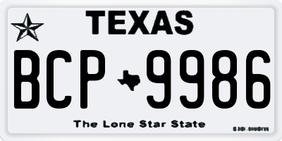 TX license plate BCP9986