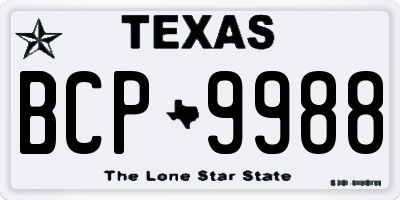 TX license plate BCP9988