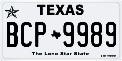 TX license plate BCP9989
