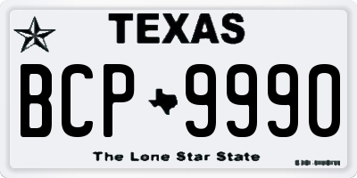 TX license plate BCP9990