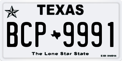 TX license plate BCP9991