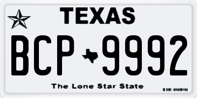 TX license plate BCP9992