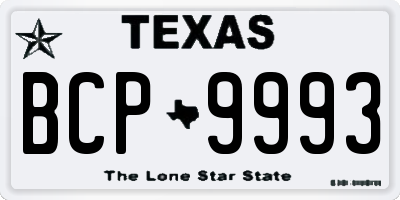 TX license plate BCP9993