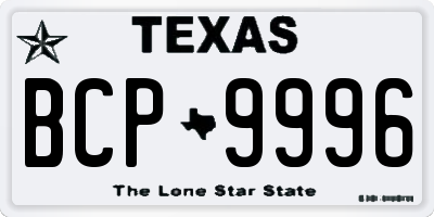 TX license plate BCP9996