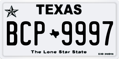 TX license plate BCP9997