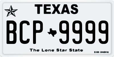TX license plate BCP9999