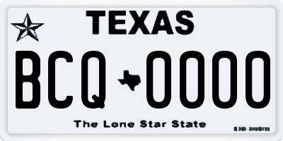 TX license plate BCQ0000