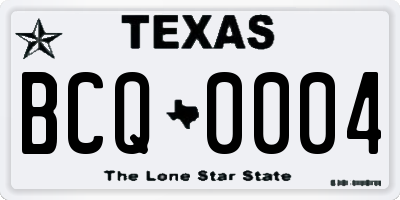 TX license plate BCQ0004