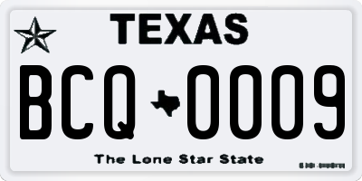 TX license plate BCQ0009
