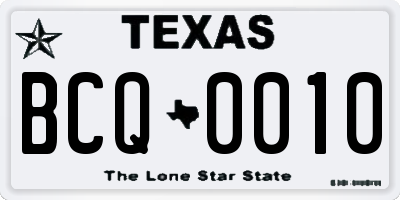 TX license plate BCQ0010