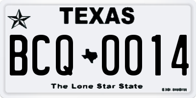 TX license plate BCQ0014