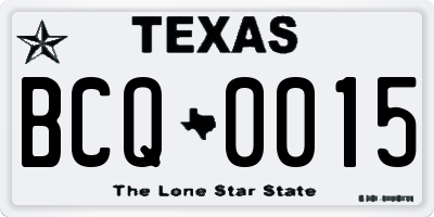 TX license plate BCQ0015