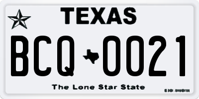 TX license plate BCQ0021