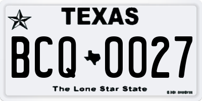 TX license plate BCQ0027