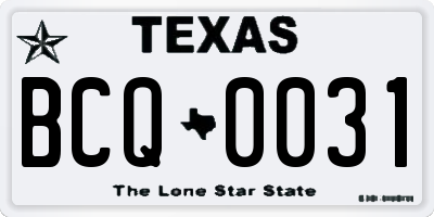 TX license plate BCQ0031