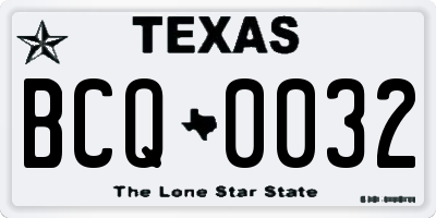 TX license plate BCQ0032
