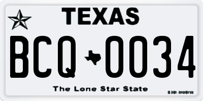 TX license plate BCQ0034