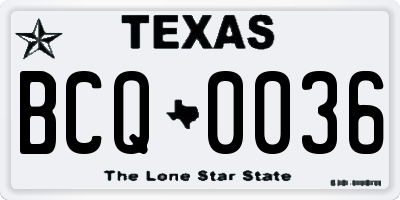 TX license plate BCQ0036