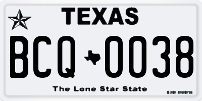 TX license plate BCQ0038
