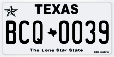 TX license plate BCQ0039