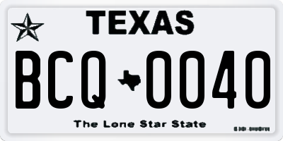 TX license plate BCQ0040