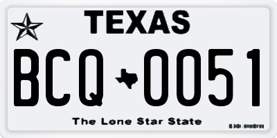 TX license plate BCQ0051