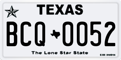 TX license plate BCQ0052