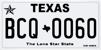 TX license plate BCQ0060