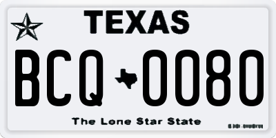 TX license plate BCQ0080
