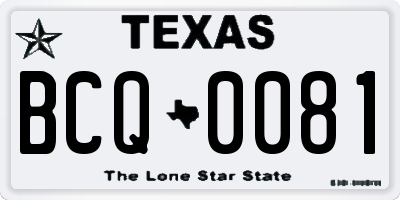 TX license plate BCQ0081