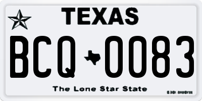 TX license plate BCQ0083