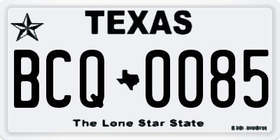 TX license plate BCQ0085