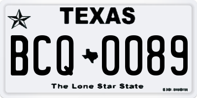 TX license plate BCQ0089