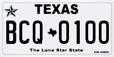TX license plate BCQ0100