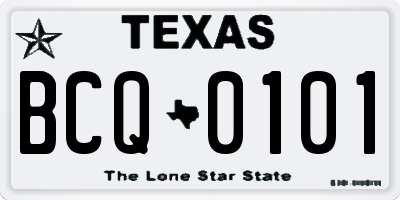 TX license plate BCQ0101