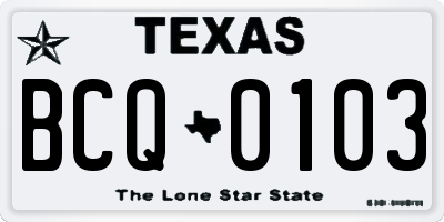 TX license plate BCQ0103